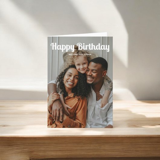 ハッピーバースデーレトロスクリプト3写真 カード