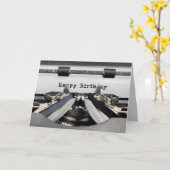 ハッピーバースデーレトロタイプライター カード (黄色い花)