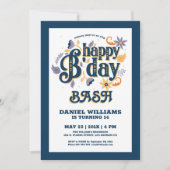 ハッピーバースデーレトロタイポグラフィデザイン 招待状 (正面)