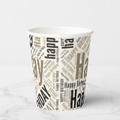 ハッピーバースデーレトロタイポグラフィ素朴男らしー 紙コップ (右)