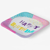 ハッピーバースデーレトロデザイン紙プレート ペーパープレート (傾斜あり)