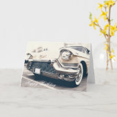 ハッピーバースデーレトロビンテージカーカード カード (黄色い花)