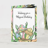 ハッピーバースデーレトロマッシュルームとカラーページ カード (正面)