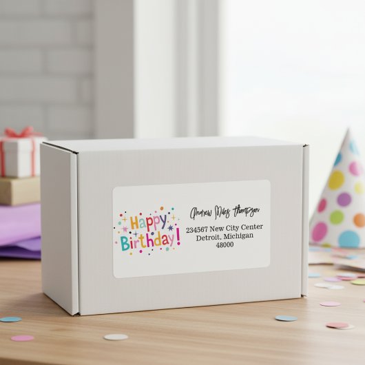 ハッピーバースデーレトロ出荷住所 シール