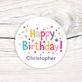 ハッピーバースデーレトロ パーソナライズされた ラウンドシール