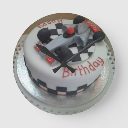 ハッピーバースデーレーシングカー ラウンド壁時計 (正面)