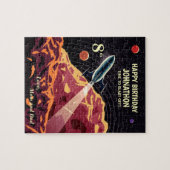 ハッピーバースデーロケット宇宙宇宙おもしろい ジグソーパズル (横)