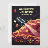 ハッピーバースデーロケット宇宙飛行士キッズカスタムカード (正面)