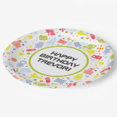 ハッピーバースデーロケット船グリーン ペーパープレート (アングル)