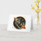 ハッピーバースデーロケット船ブルフランスのドッグ カード (黄色い花)