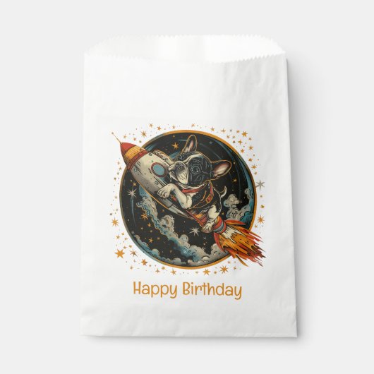 ハッピーバースデーロケット船ブルフランスのドッグ フェイバーバッグ (正面)