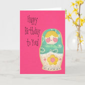 ハッピーバースデーロシアのの入れ子 –  カード (黄色い花)