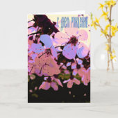 ハッピーバースデーロシアのカードとさくらんぼ花 カード (黄色い花)