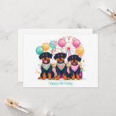 ハッピーバースデーロットワイラードッグズアットアザカーニバル カード (正面/裏面インサイチュ)
