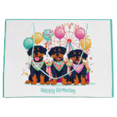 ハッピーバースデーロットワイラードッグズアットアザカーニバル ラージペーパーバッグ (正面)