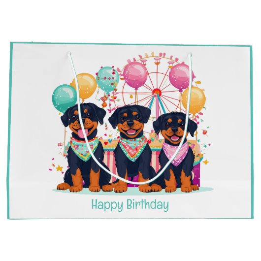 ハッピーバースデーロットワイラードッグズアットアザカーニバル ラージペーパーバッグ (裏面)
