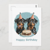 ハッピーバースデーロットワイラードッグ ポストカード (正面/裏面)