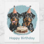 ハッピーバースデーロットワイラードッグ ワインラベル (シングルラベル)