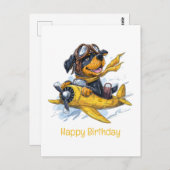 ハッピーバースデーロットワイラー犬パイロット飛行機 ポストカード (正面/裏面)