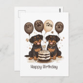 ハッピーバースデーロットワイラー犬 ポストカード (正面/裏面)