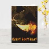 ハッピーバースデーワイバーンドラゴンラバーファイヤー カード (黄色い花)