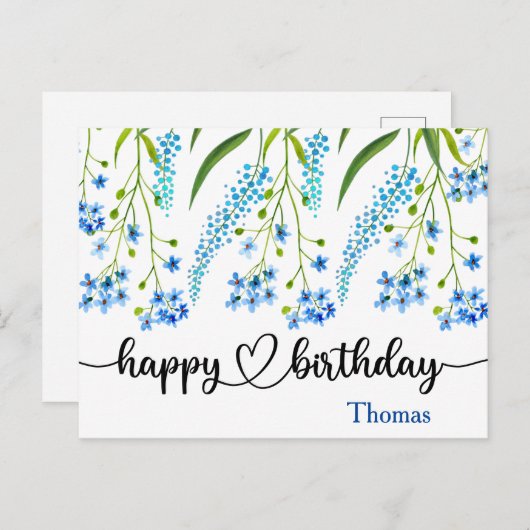 ハッピーバースデーワイルドフラワーウォーターカラーポストカード ポストカード (正面/裏面)