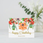 ハッピーバースデーワイルドフラワーウォーターカラーポストカード ポストカード (スタンド正面)