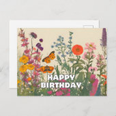 ハッピーバースデーワイルドフラワーチョウ ポストカード (正面/裏面)