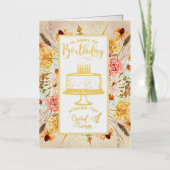ハッピーバースデーワイルドフラワー誕生日 箔グリーティングカード (正面)