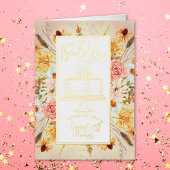 ハッピーバースデーワイルドフラワー誕生日 箔グリーティングカード
