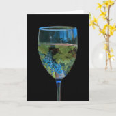 ハッピーバースデーワインとブドウ カード (黄色い花)