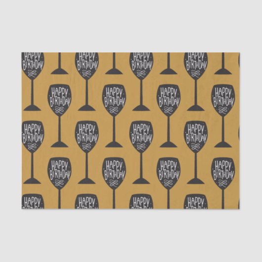 ハッピーバースデーワイングラスモダンカスタムパーティー 薄葉紙 (正面)