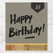 ハッピーバースデーワインボトルラベル – メンズラスティックウッド ワインラベル (シングルラベル)