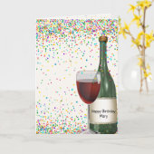 ハッピーバースデーワインボトル カード (黄色い花)