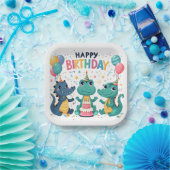 ハッピーバースデーワニ ペーパープレート (パーティー)