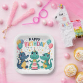 ハッピーバースデーワニ ペーパープレート (パーティー)