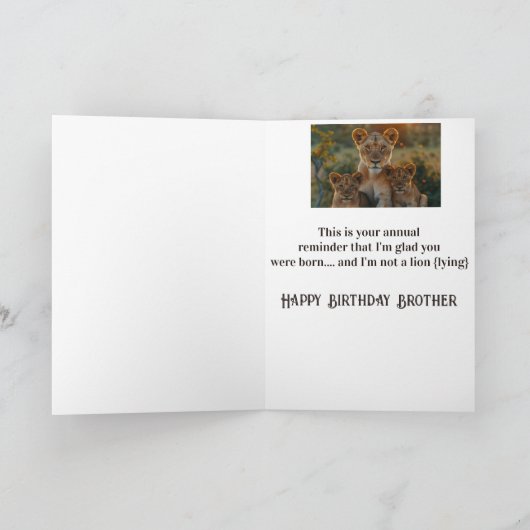 ハッピーバースデーワンダリーブラザーライオンアニマルおもしろい カード (内部)