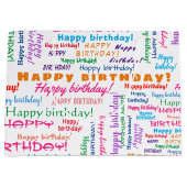 ハッピーバースデーワードクラウドカラフルブライトおもしろい ラージペーパーバッグ (正面)