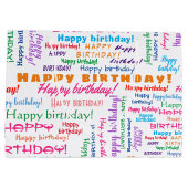 ハッピーバースデーワードクラウドカラフルブライトおもしろい ラージペーパーバッグ (裏面)