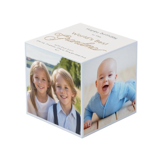 ハッピーバースデーワールド最高ののおばあちゃん数々の写真 フォトキューブ (正面アングル)