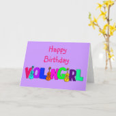 ハッピーバースデーヴァイオリンガール カード (黄色い花)
