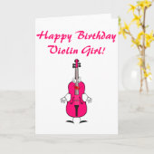 ハッピーバースデーヴァイオリンガール カード (黄色い花)