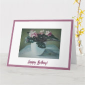 ハッピーバースデーヴィンテージかわいらしピンク美術 カード (黄色い花)