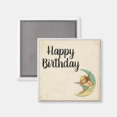 ハッピーバースデーヴィンテージエンジェルカスタマイズ可能マグネット マグネット (正面/裏面)