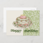 ハッピーバースデーヴィンテージケーキはがき ポストカード (正面/裏面)