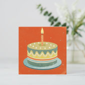 ハッピーバースデーヴィンテージケーキキャンドルグリーティングカード (スタンド正面)