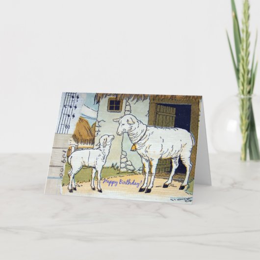 ハッピーバースデーヴィンテージシープコラージュ カード (正面)
