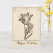 ハッピーバースデーヴィンテージチューリップエレガントグリーティングカード カード (黄色い花)