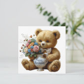 ハッピーバースデーヴィンテージテディベアと花 カード (スタンド正面)