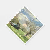 ハッピーバースデーヴィンテージトラックサンセット スタンダードランチョンナプキン (角)